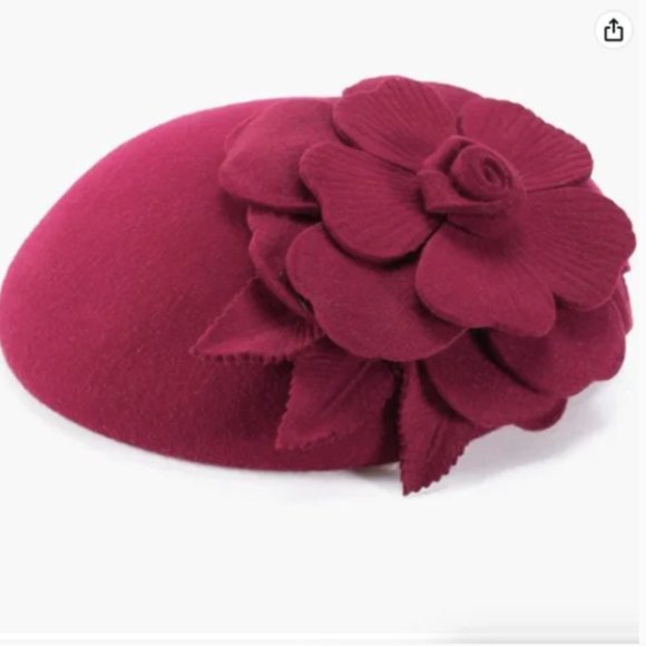 Felt Wool Pillbox Hat Fascinator Wedding 1920s 1950s Parties - Picture 1 of 3
